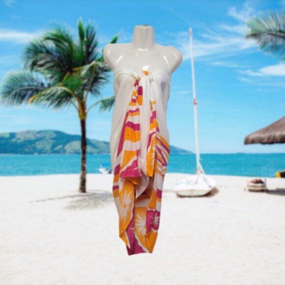 Womens Sarong Cotton Wrap Handpainted Batik Wrapskirt Beach Pareo Beachwear -NEW - Picture 7 of 7